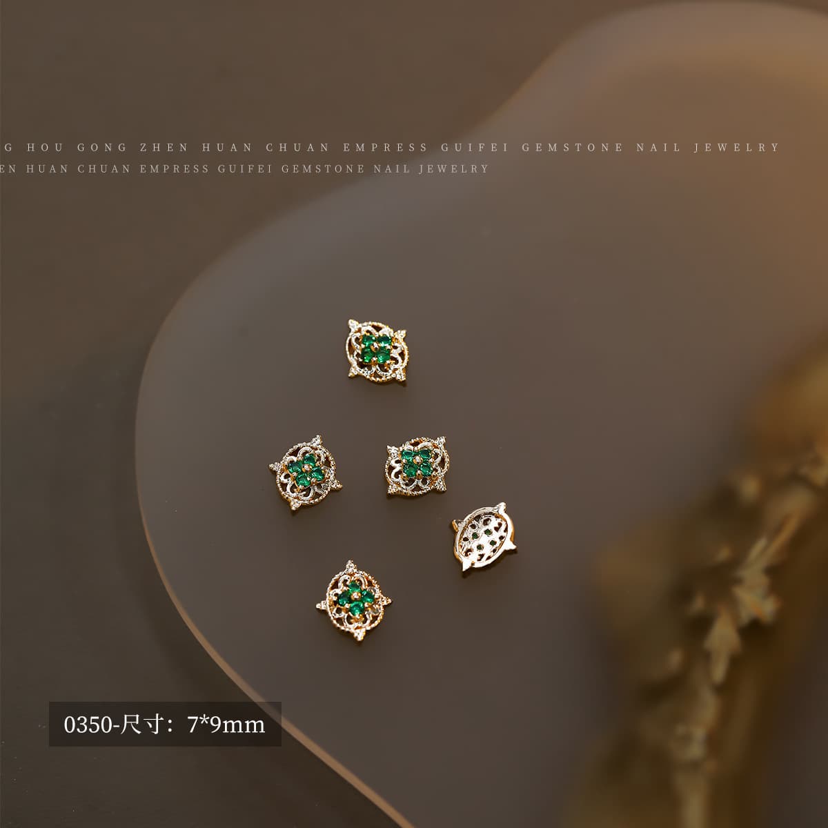 Ювелирные изделия со стразами для дизайна ногтей из изумрудного сплава, популярные на Xiaohongshu, роскошные украшения для...