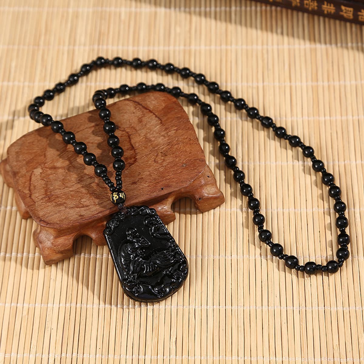 Черное стекло, высококачественный кулон с изображением знака зодиака, имитация обсидиана, мужское модное ожерелье, подарок,...
