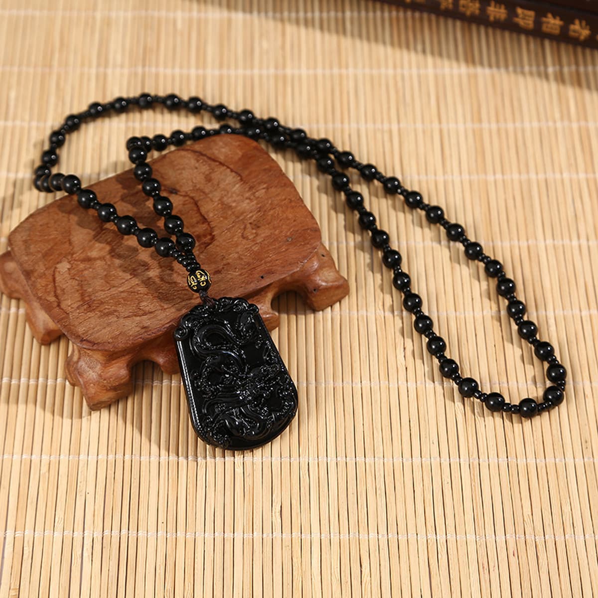 Черное стекло, высококачественный кулон с изображением знака зодиака, имитация обсидиана, мужское модное ожерелье, подарок,...