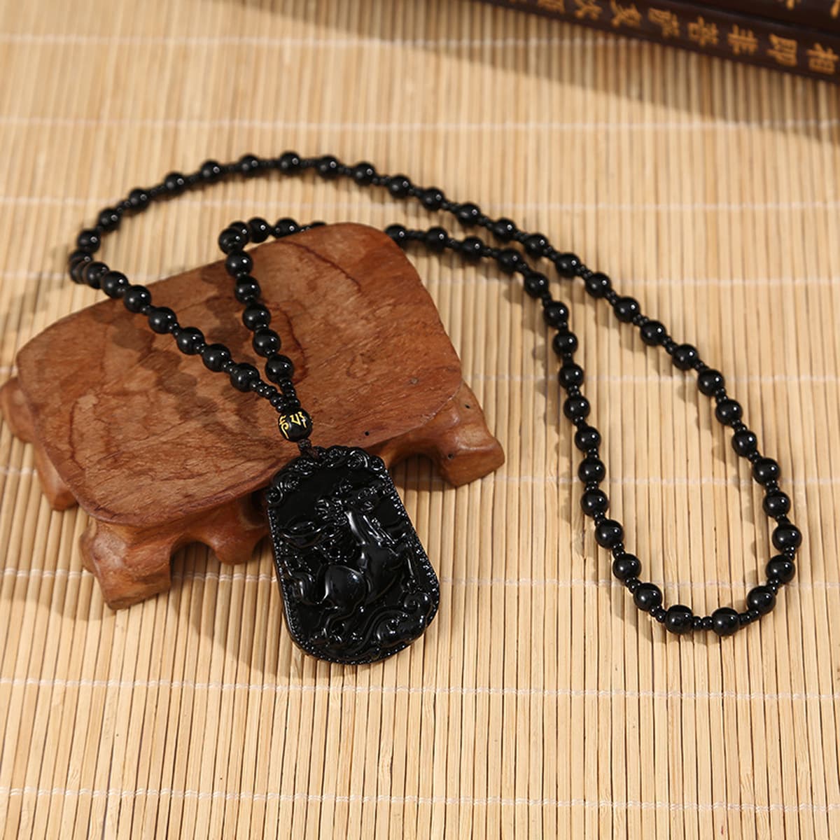 Черное стекло, высококачественный кулон с изображением знака зодиака, имитация обсидиана, мужское модное ожерелье, подарок,...
