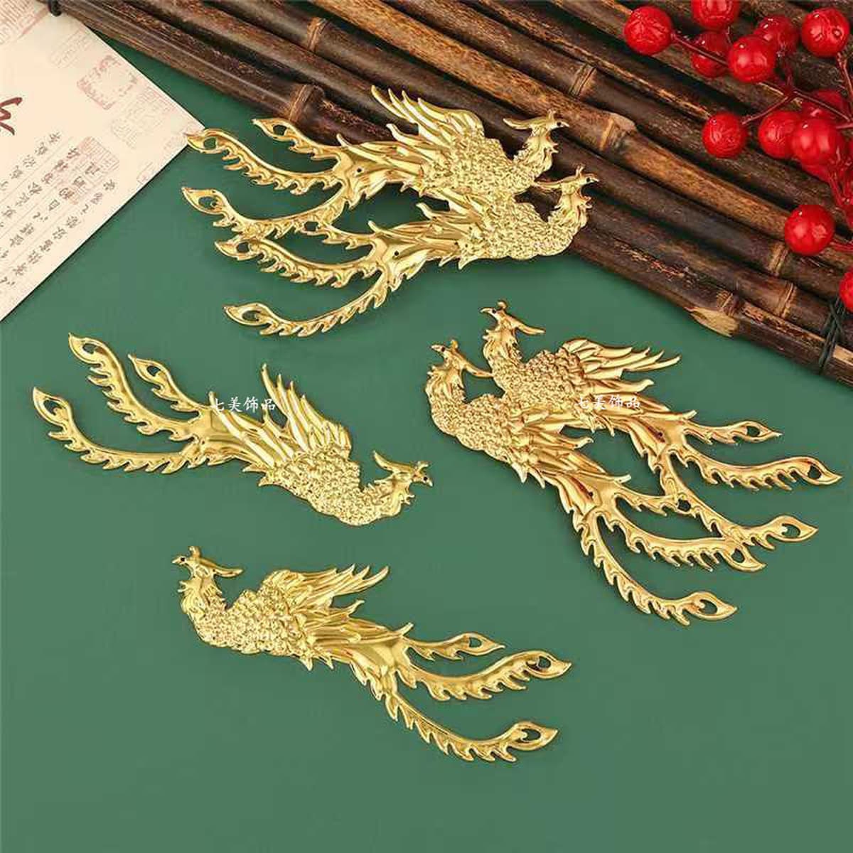 DIY антикварный материал Феникс левый и правый цветок аксессуары рот с отверстием праздничный круглый веер декоративные...