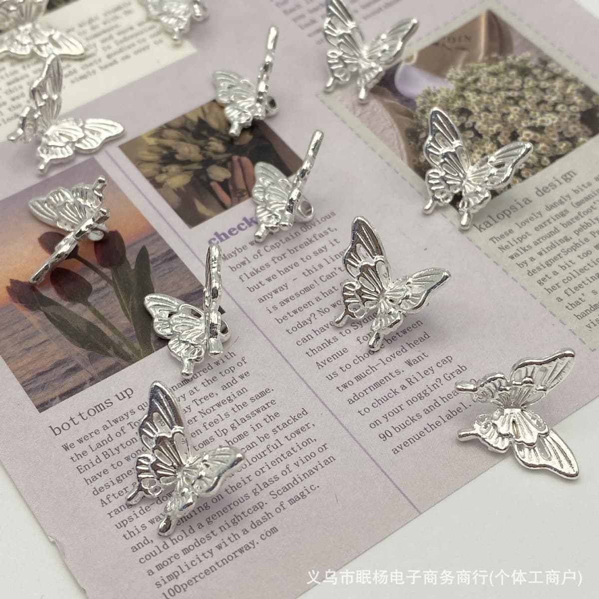 Серебряный сплав, вырезанная бабочка, бусина-разделитель, кулон, стерео аксессуары ручной работы, браслет с крыльями...