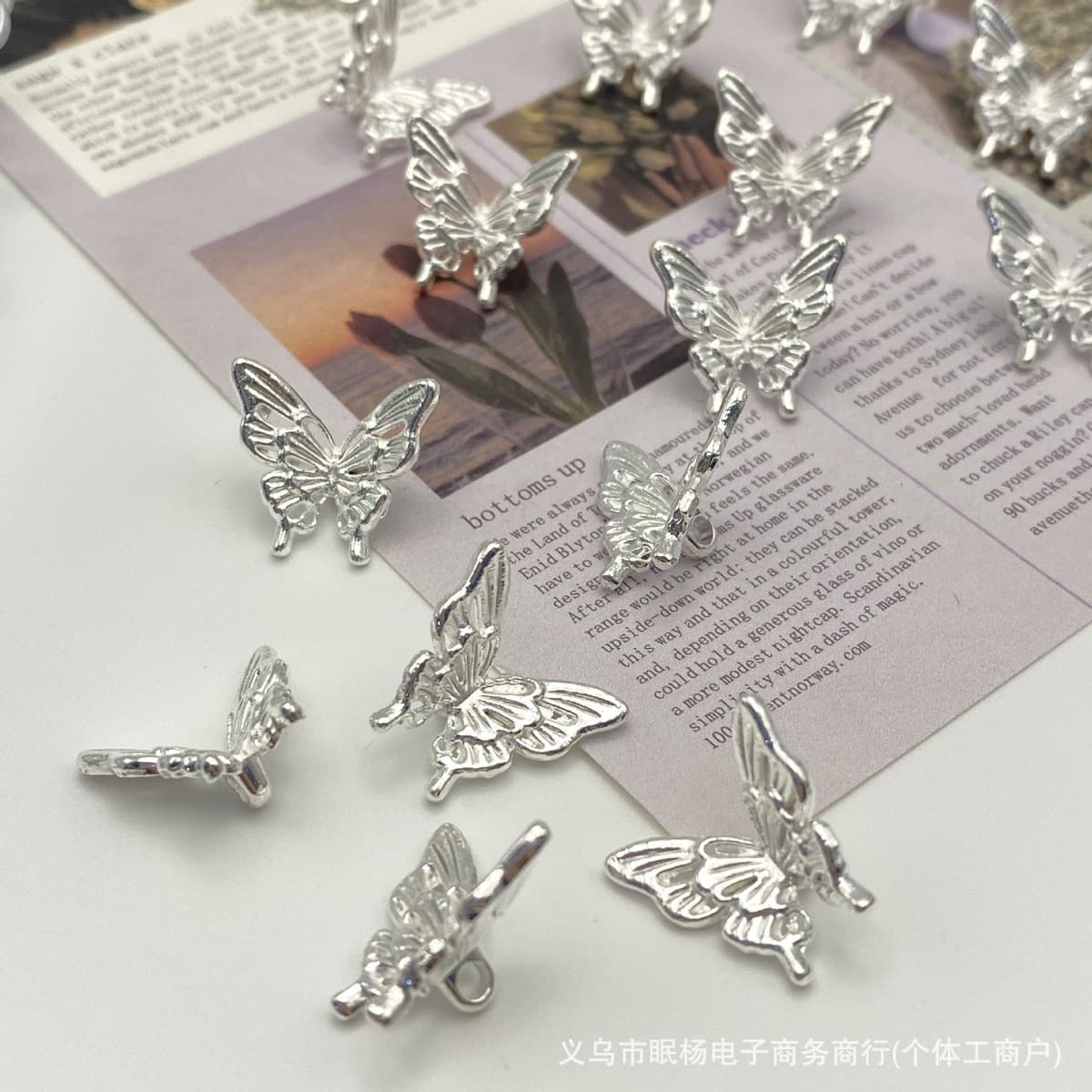 Серебряный сплав, вырезанная бабочка, бусина-разделитель, кулон, стерео аксессуары ручной работы, браслет с крыльями...