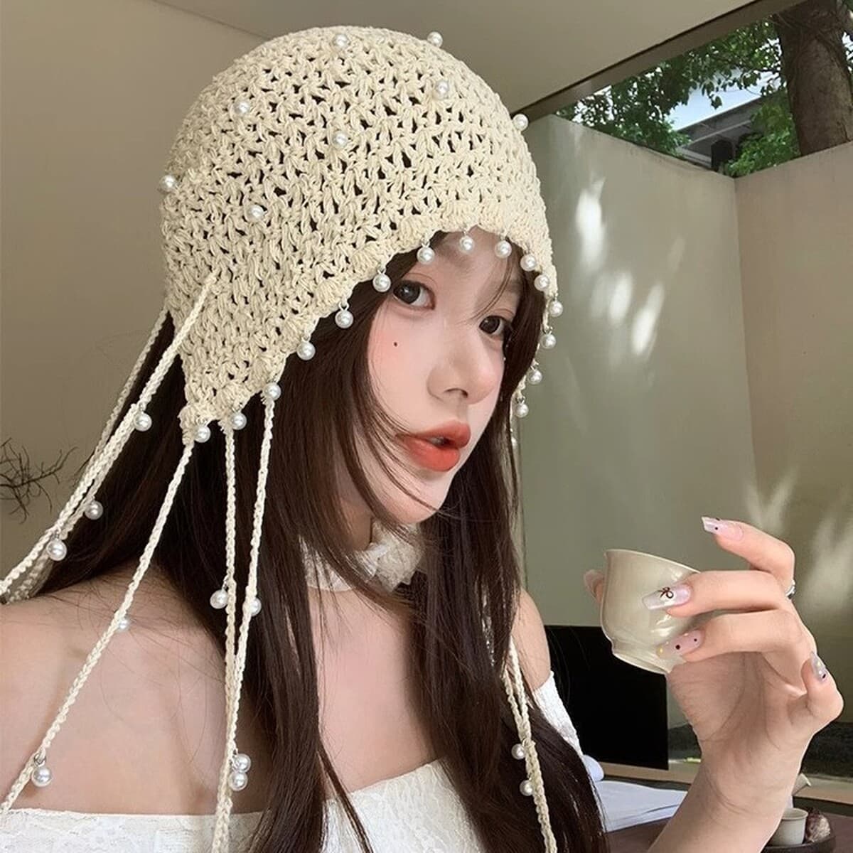 Богемский национальный стиль жемчужная бахроматическая шляпа пуловер весной и летом