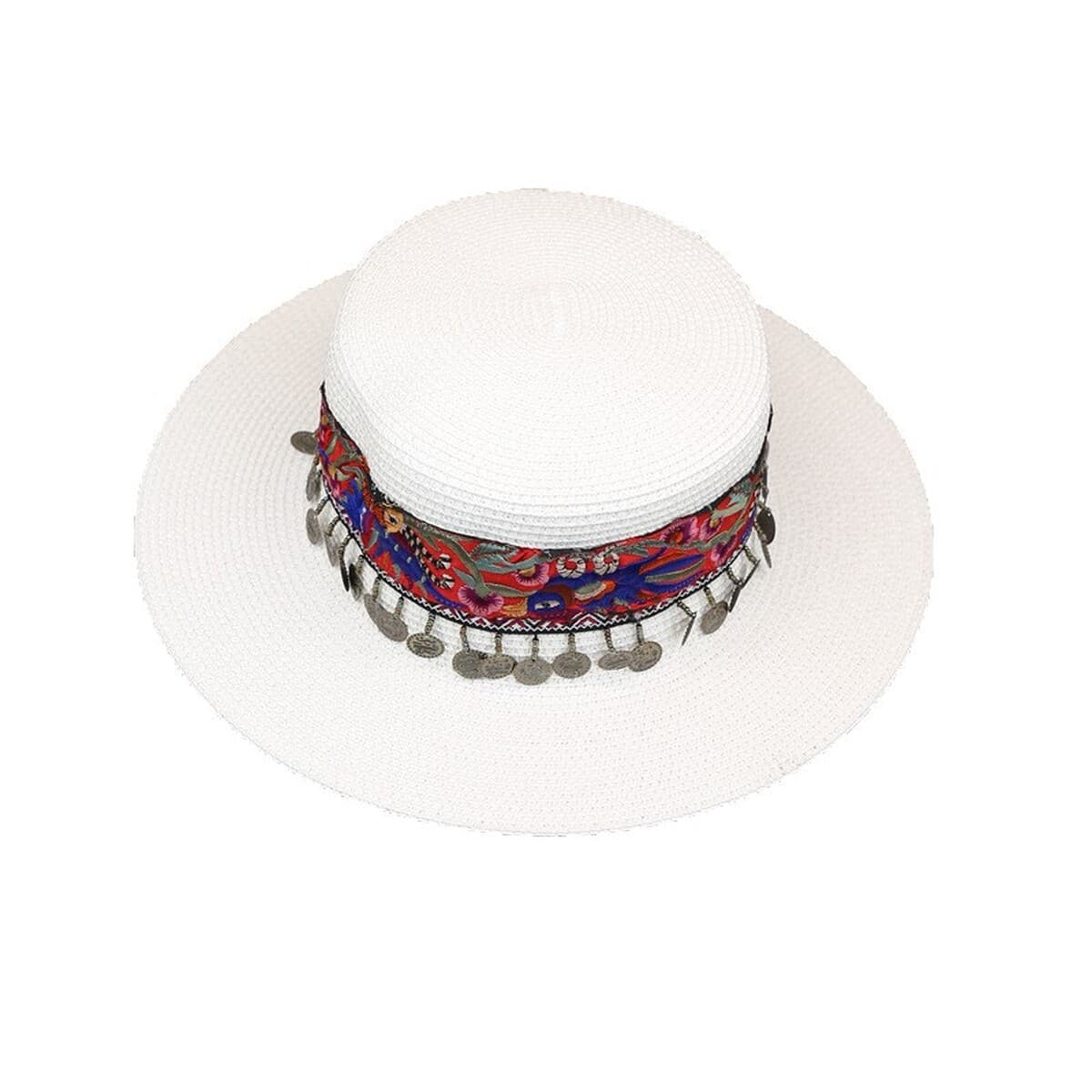 Новая национальная Мода вышитая шляпа от солнца с большими полями женская художественная ретро с плоскими полями модная...