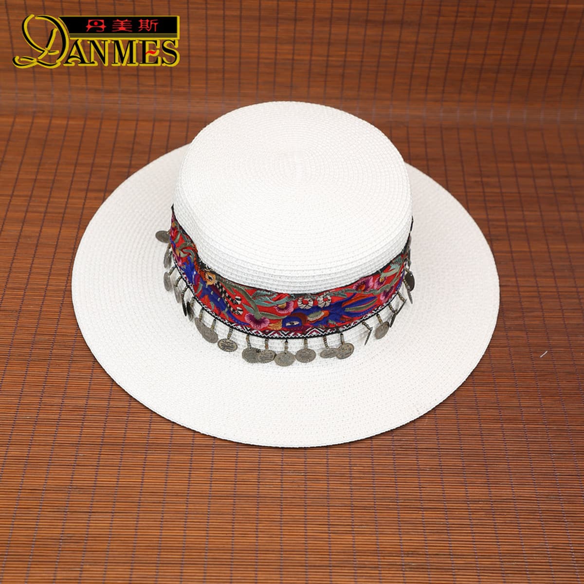 Новая национальная Мода вышитая шляпа от солнца с большими полями женская художественная ретро с плоскими полями модная...
