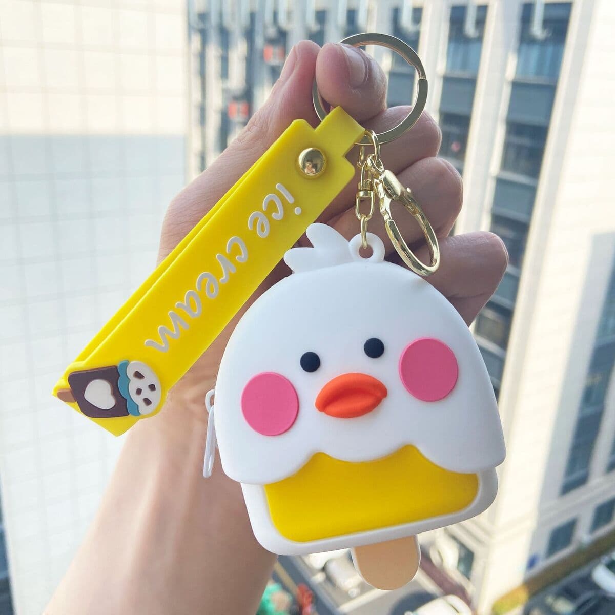 Силиконовый кошелек-брелок в виде утки для монет и ключей, подвеска для детского рюкзака, чехол для ключей, держатель для...