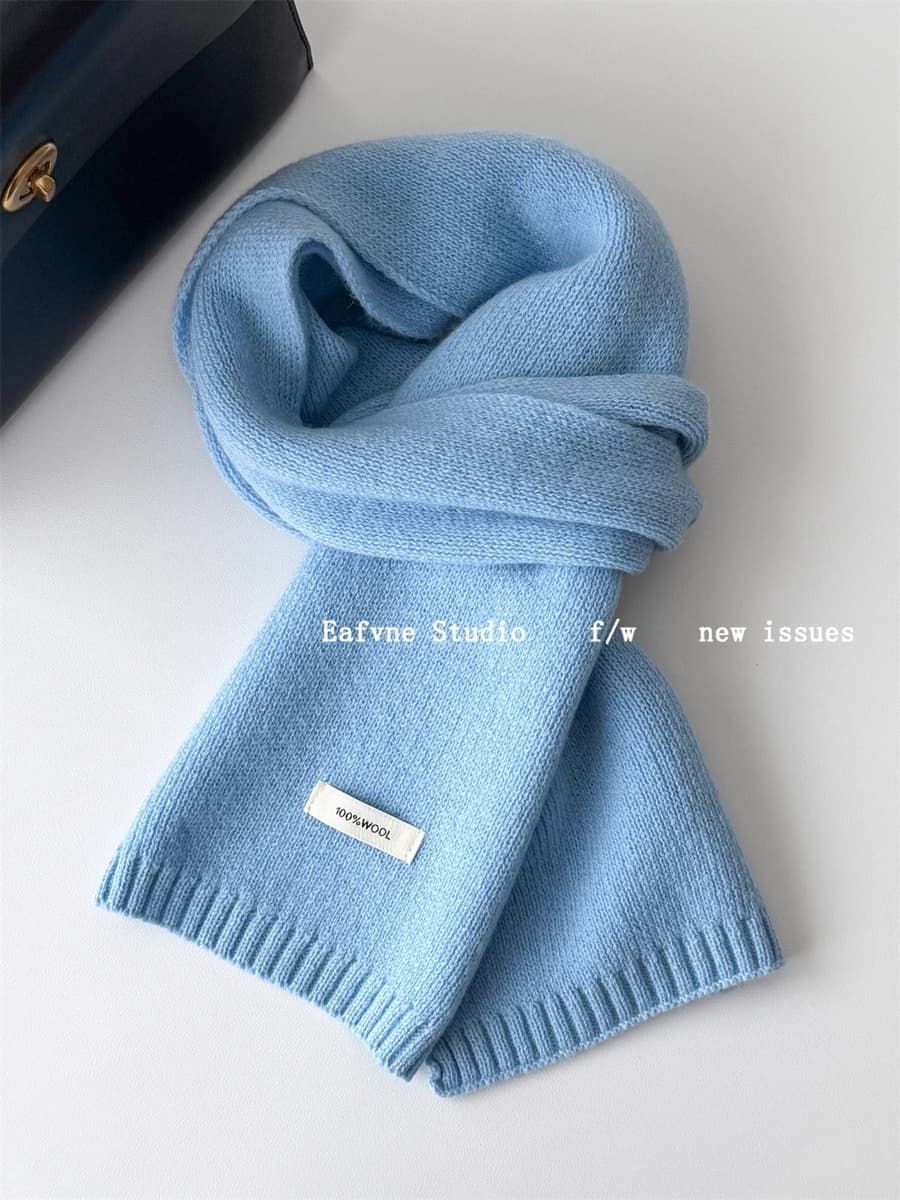 Корейский стиль, новый универсальный однотонный шарф из 100% чистой шерсти, женский осенне-зимний теплый вязаный шарф,...