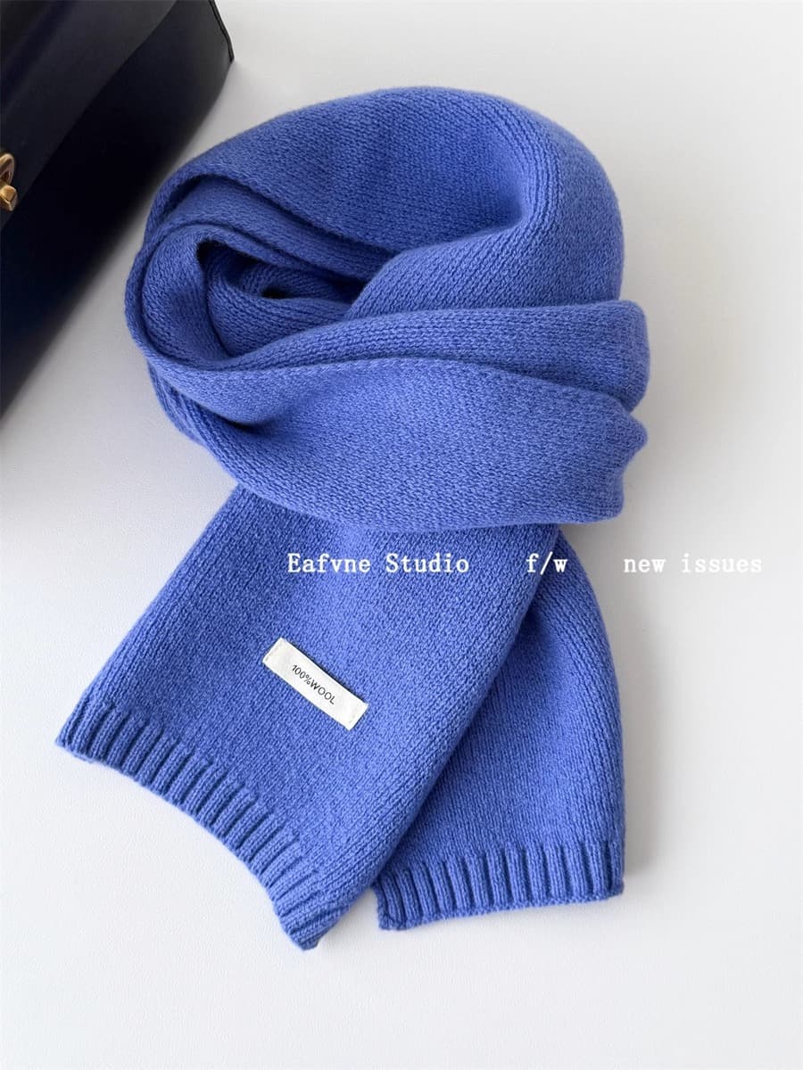 Корейский стиль, новый универсальный однотонный шарф из 100% чистой шерсти, женский осенне-зимний теплый вязаный шарф,...