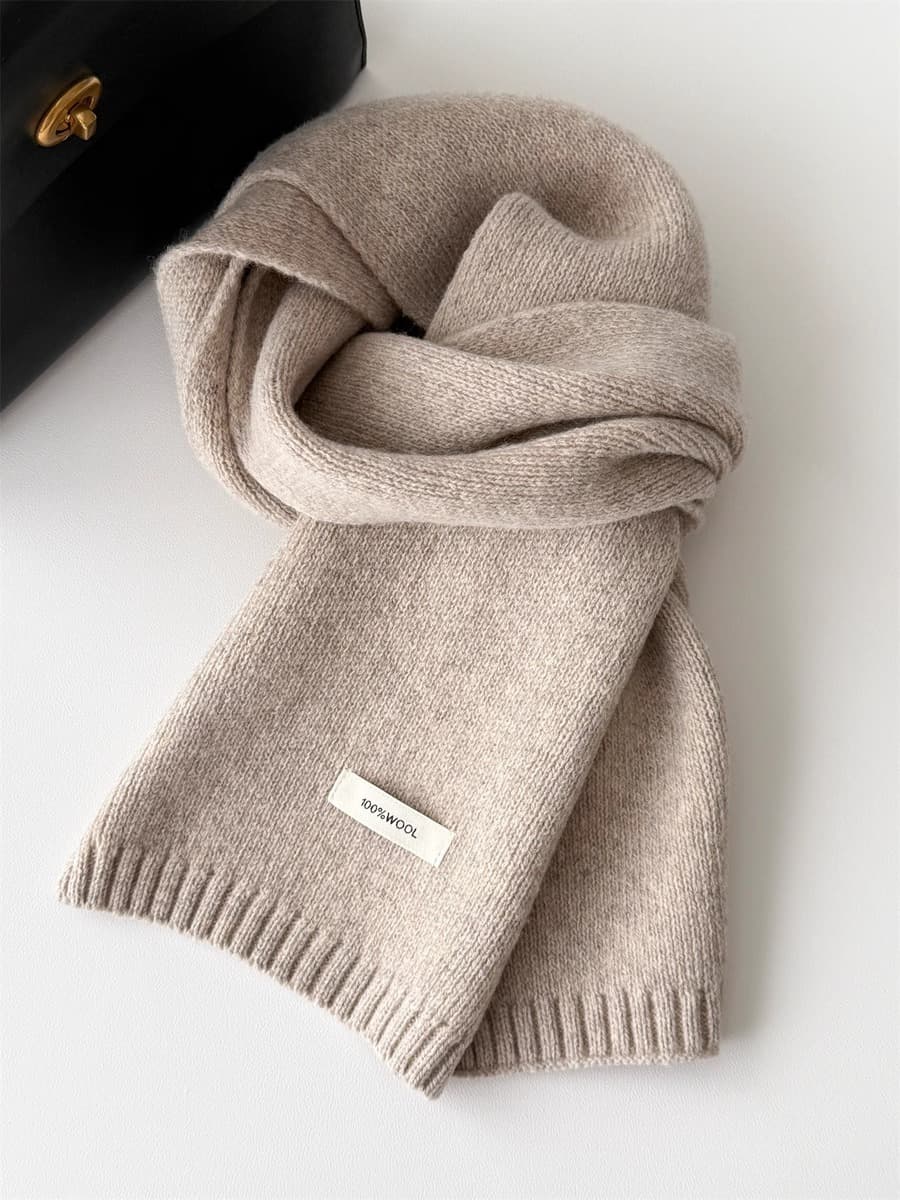 Корейский стиль, новый универсальный однотонный шарф из 100% чистой шерсти, женский осенне-зимний теплый вязаный шарф,...