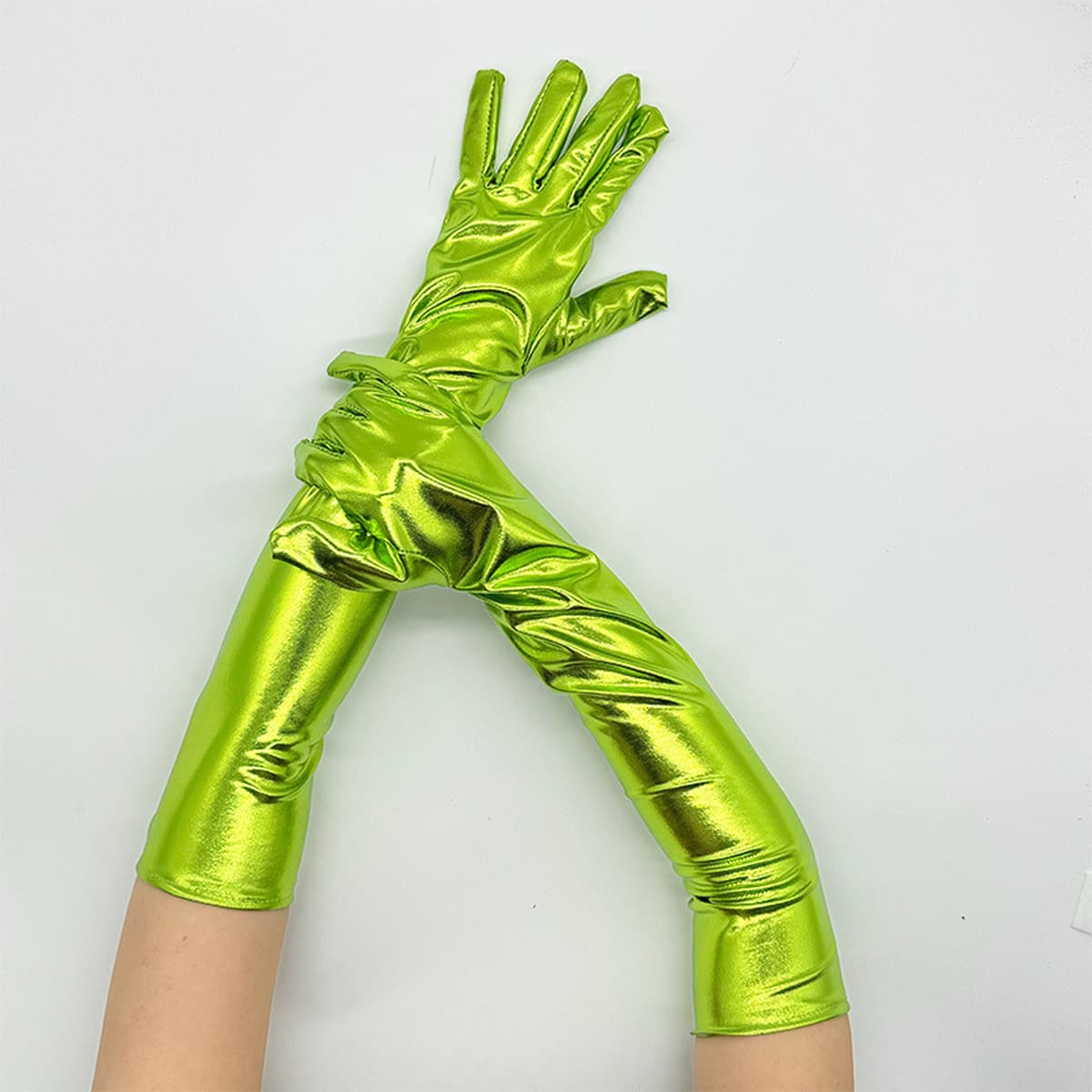 Серебряные перчатки для танцев на шесте с покрытием из лакированной кожи Аксессуары для костюмов на Хэллоуин Приталенные...