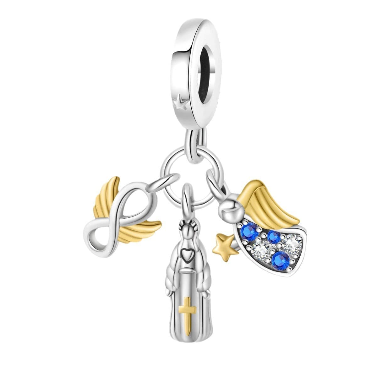 Трансграничный Новый Белый Медный Серебряный кулон 925 пробы религиозный девственница-Ангел из трех частей DIY ювелирные...