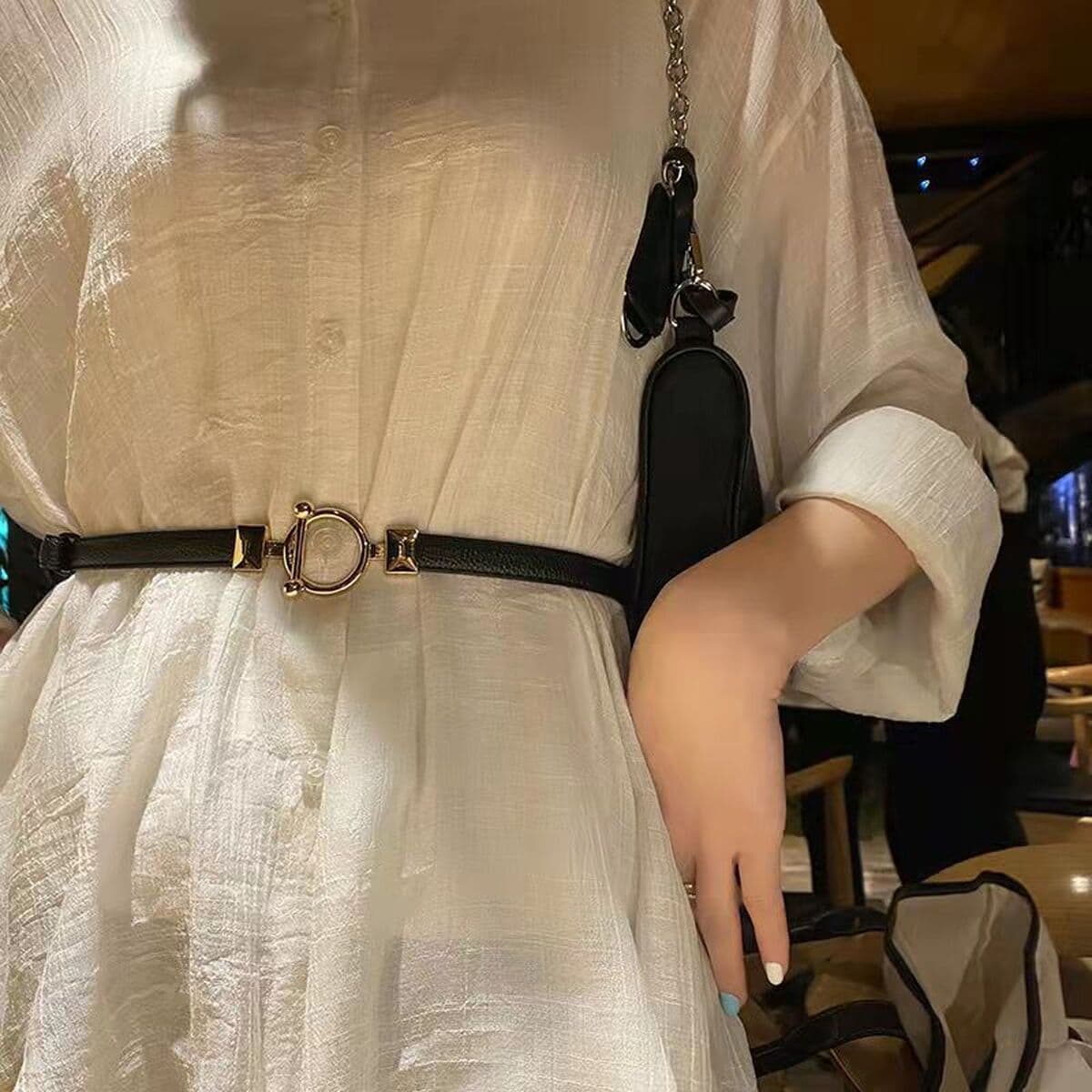 Тонкий пояс Женская декоративная летняя цепочка на талию, аксессуары, платье, костюм, обтягивающий талию, Универсальная...