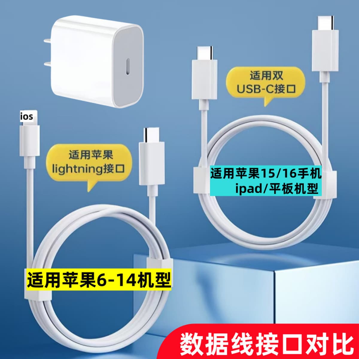 Для iphone14 зарядная головка двойной кабель для передачи данных PD20W/30W костюм для быстрой зарядки Apple 15 зарядное...