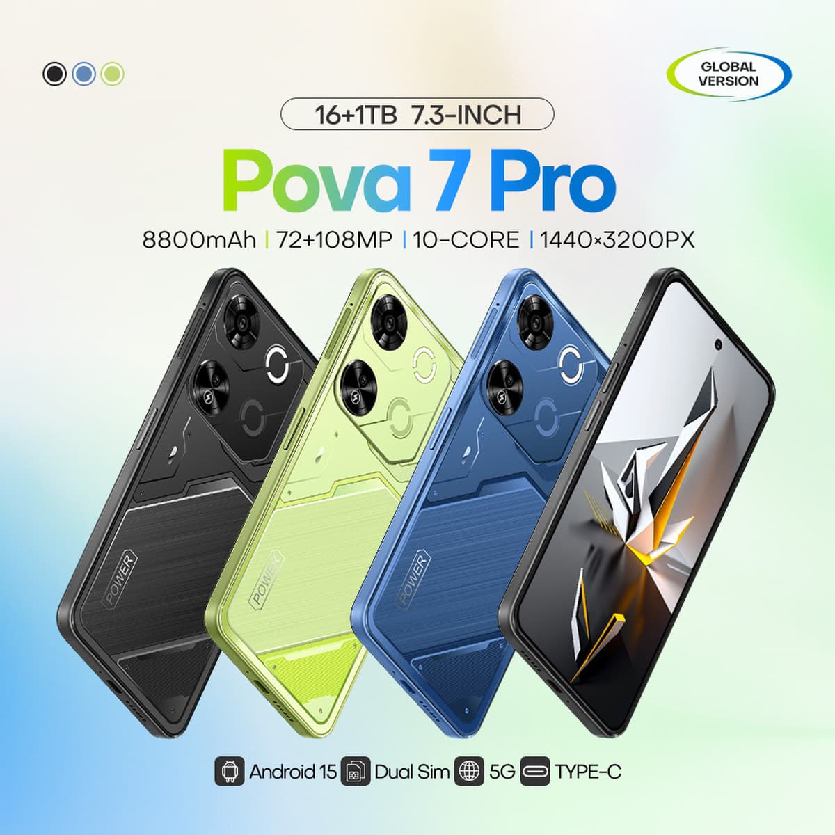 Новый трансграничный мобильный телефон Pova7 Pro 7.3inch с большим экраном 16+1T Android-телефон AliExpress TK, хит продаж