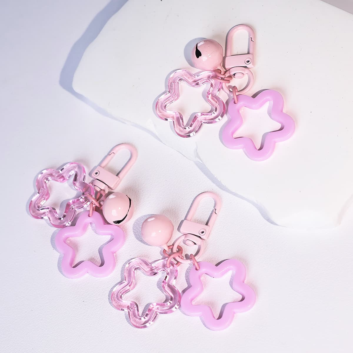 DIY креативный брелок-колокольчик с двойной пятиконечной звездой, милая подвеска для сумки, цепочка для мобильного телефона,...