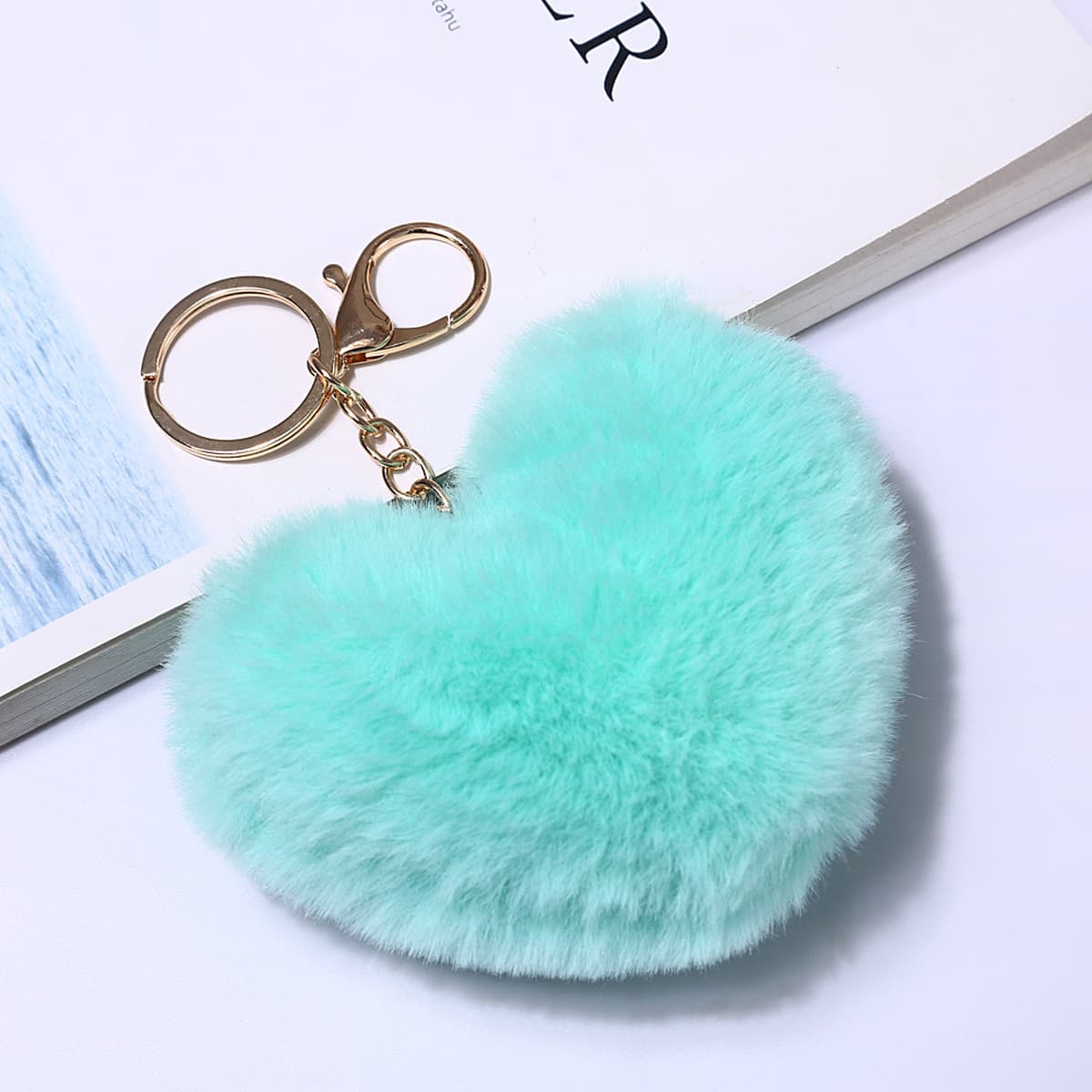 Радужная любовь мех мяч брелок персик сердце плюшевые автомобильные аксессуары Леопард пара сердце кулон производители оптом