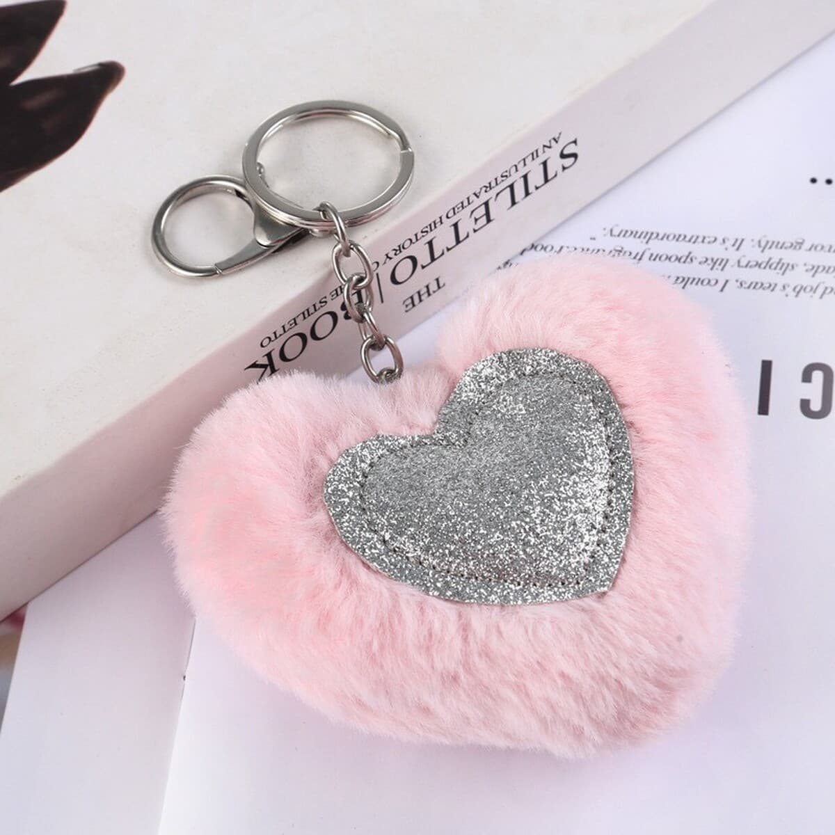 Радужная любовь мех мяч брелок персик сердце плюшевые автомобильные аксессуары Леопард пара сердце кулон производители оптом