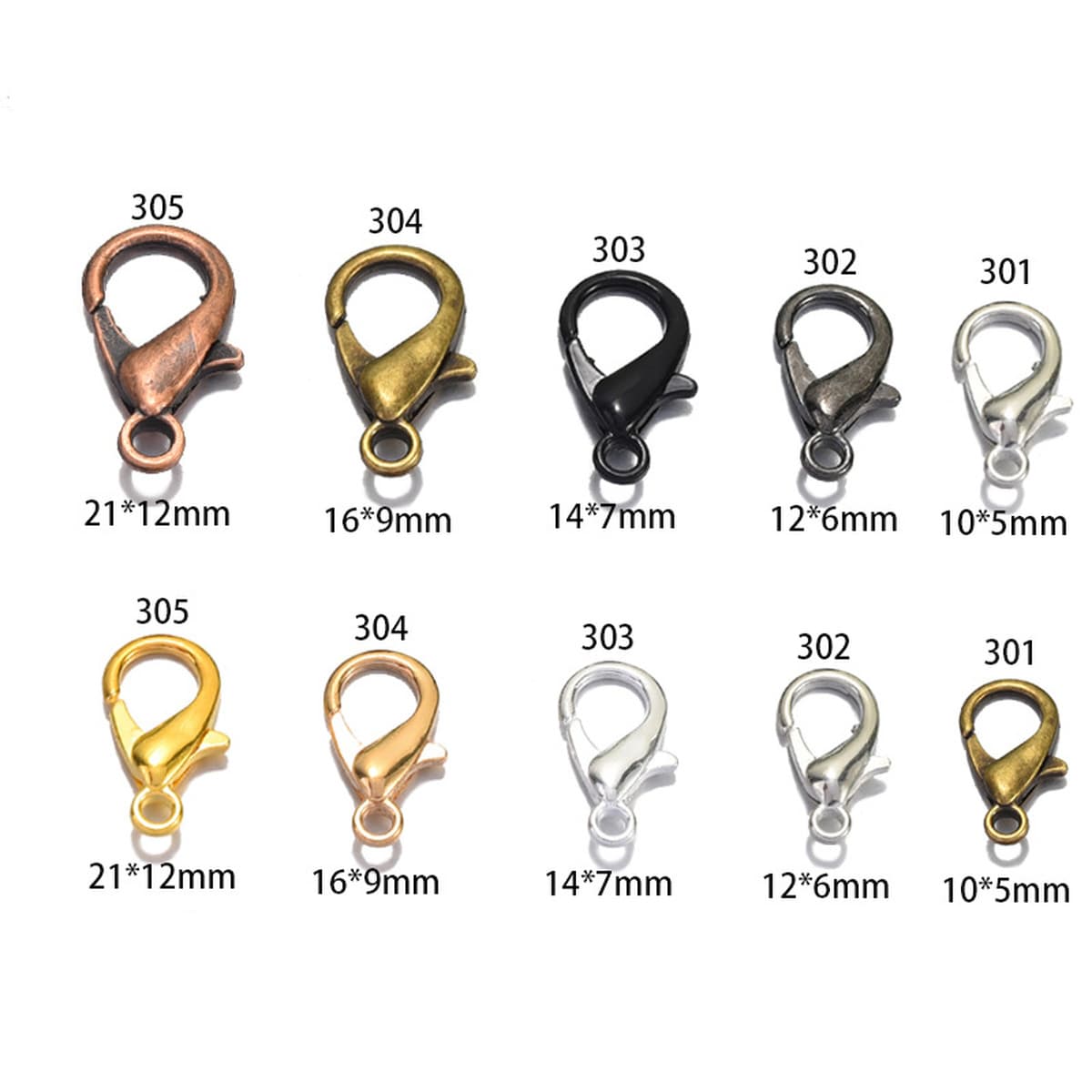 Цветоустойчивая гальванизированная застежка-карабин из цинкового сплава для ювелирных изделий, фурнитура для рукоделия,...