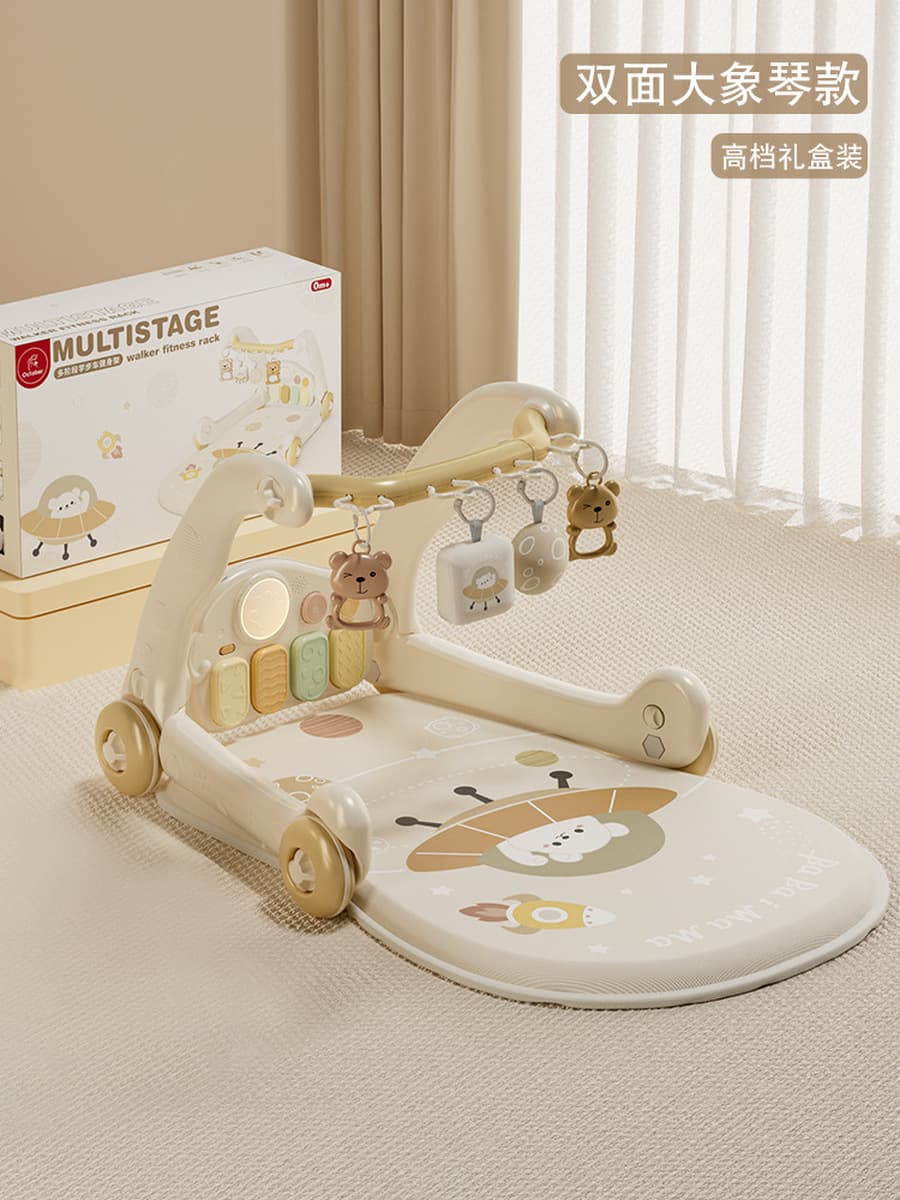 Многофункциональный развивающий ходунок-пианино 2-в-1 для малышей 0-1 года