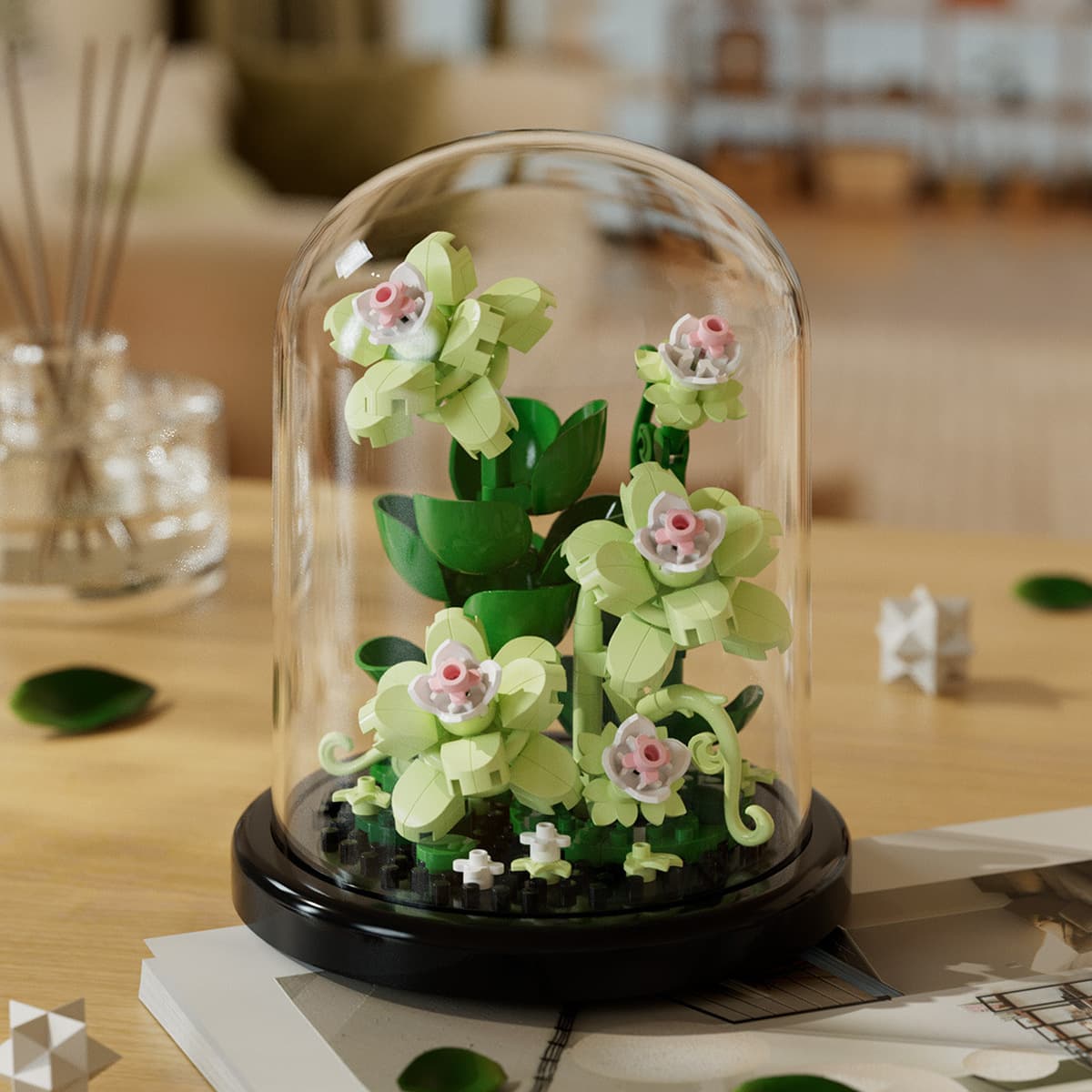 Совместим с микрочастикулой LEGO, вечный цветок, День святого Валентина, День учителя, роза, строительные блоки, цветочные...