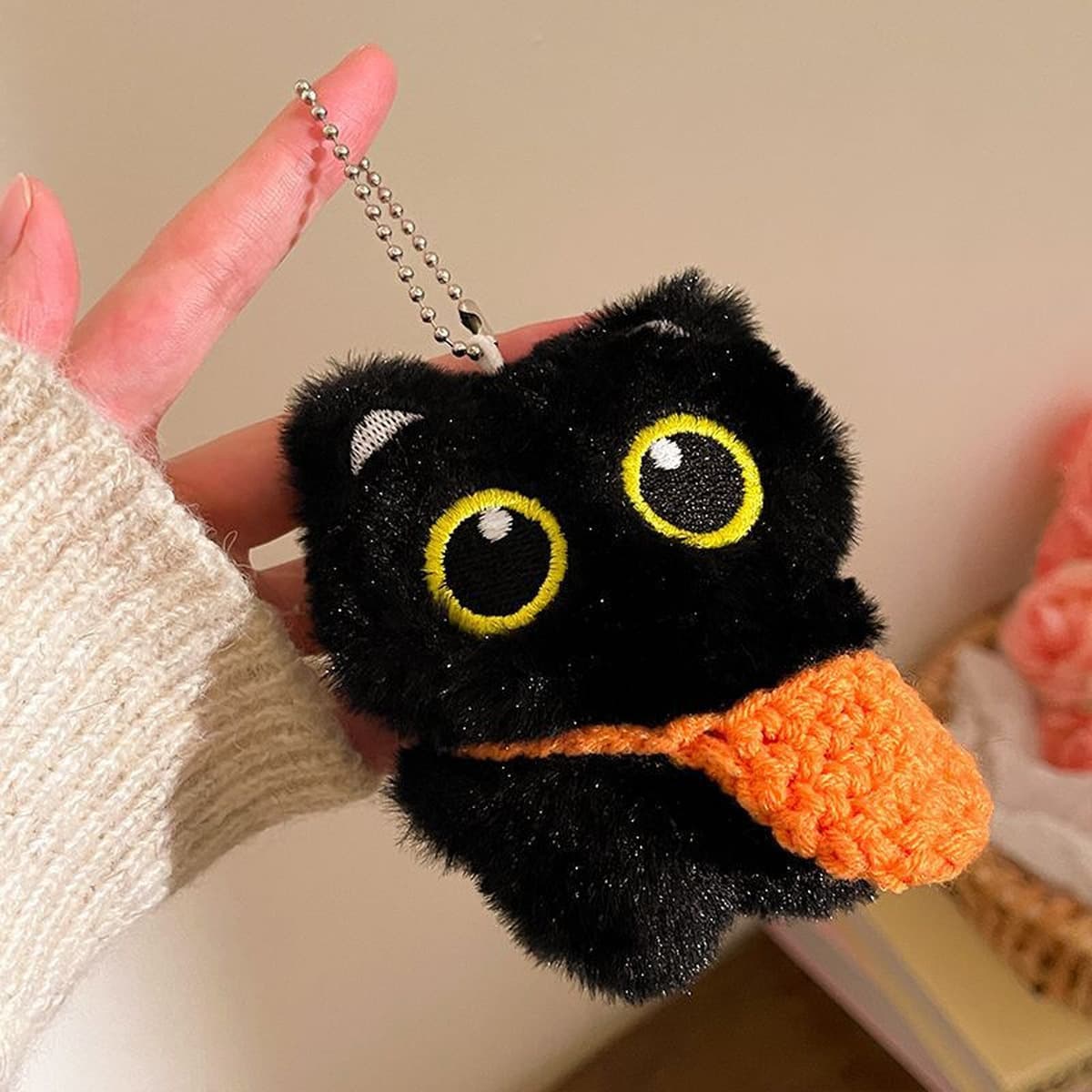 Пигривый черный кот плюшевая кукла подвеска пара брелок сумка одежда дикая кукла аксессуары оптом