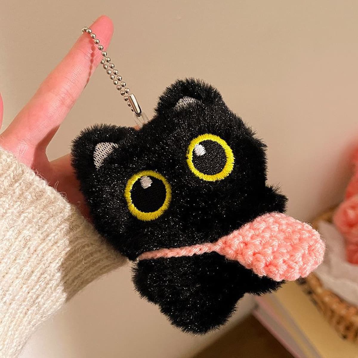 Пигривый черный кот плюшевая кукла подвеска пара брелок сумка одежда дикая кукла аксессуары оптом