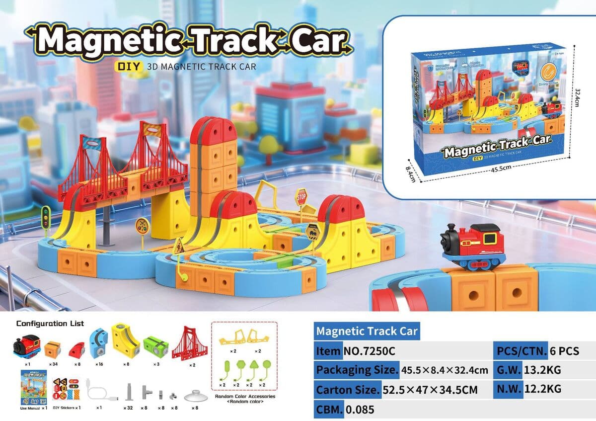 Магнитный конструктор-трансформер для детей: гоночная трасса, развивающая игрушка для мальчиков, 6 элементов