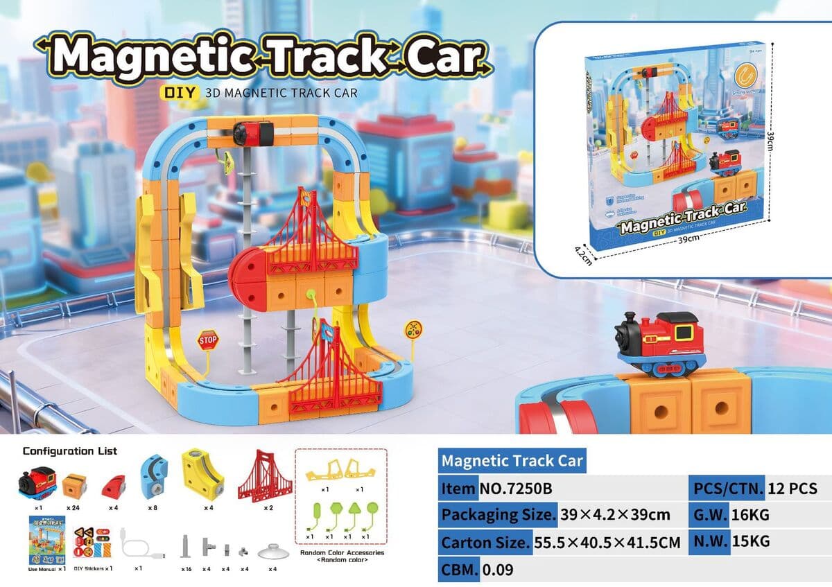Магнитный конструктор-трансформер для детей: гоночная трасса, развивающая игрушка для мальчиков, 6 элементов