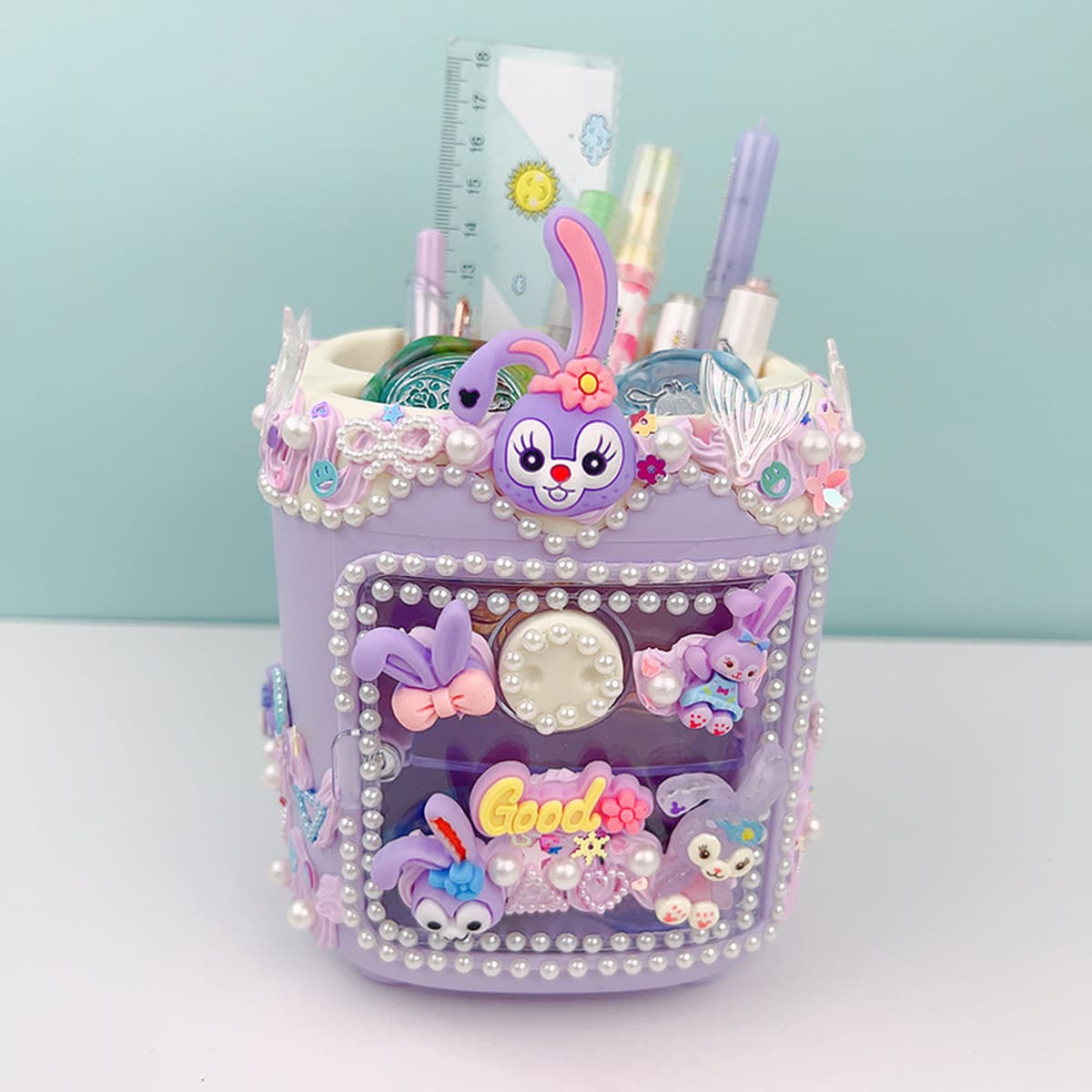 Креативный детский кремовый клей ручной работы держатель для ручек материал сумка студенческий Настольный ящик для хранения...