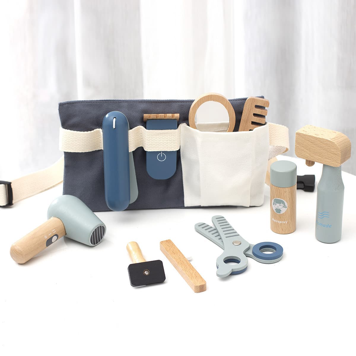 Деревянный детский игровой туалетный столик с косметикой для девочек, набор для ролевых игр, мини-комод для хранения...