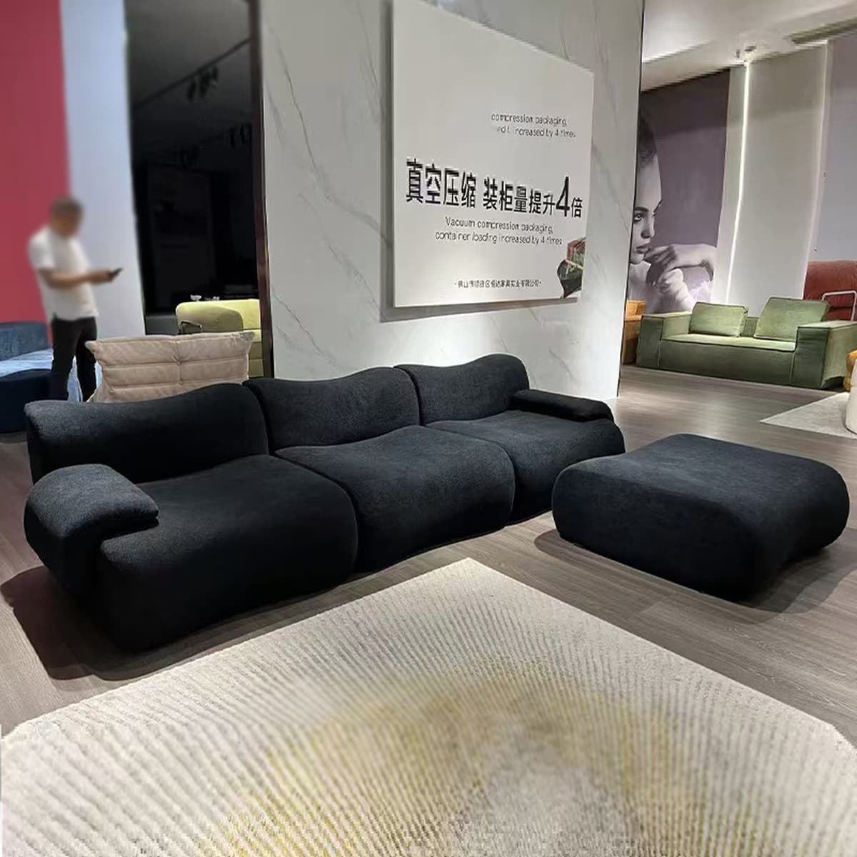 Компактный диван-кровать U-образной формы без каркаса от фабрики мебели Foshan для домашнего использования