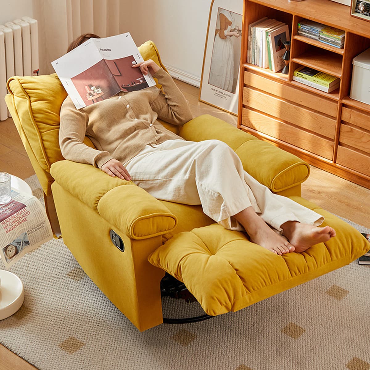 Кресло-шезлонг Lazy Space, вращающееся электрическое кресло для отдыха в гостиной, одноместное кресло-качалка для красоты, с...