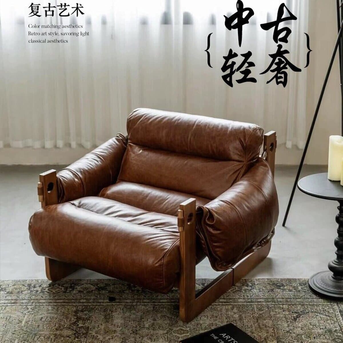 Одиночный диван в средневековом стиле, кресло из джерси, ретро-дизайнерская ткань, массив дерева, гостиная, диван для...