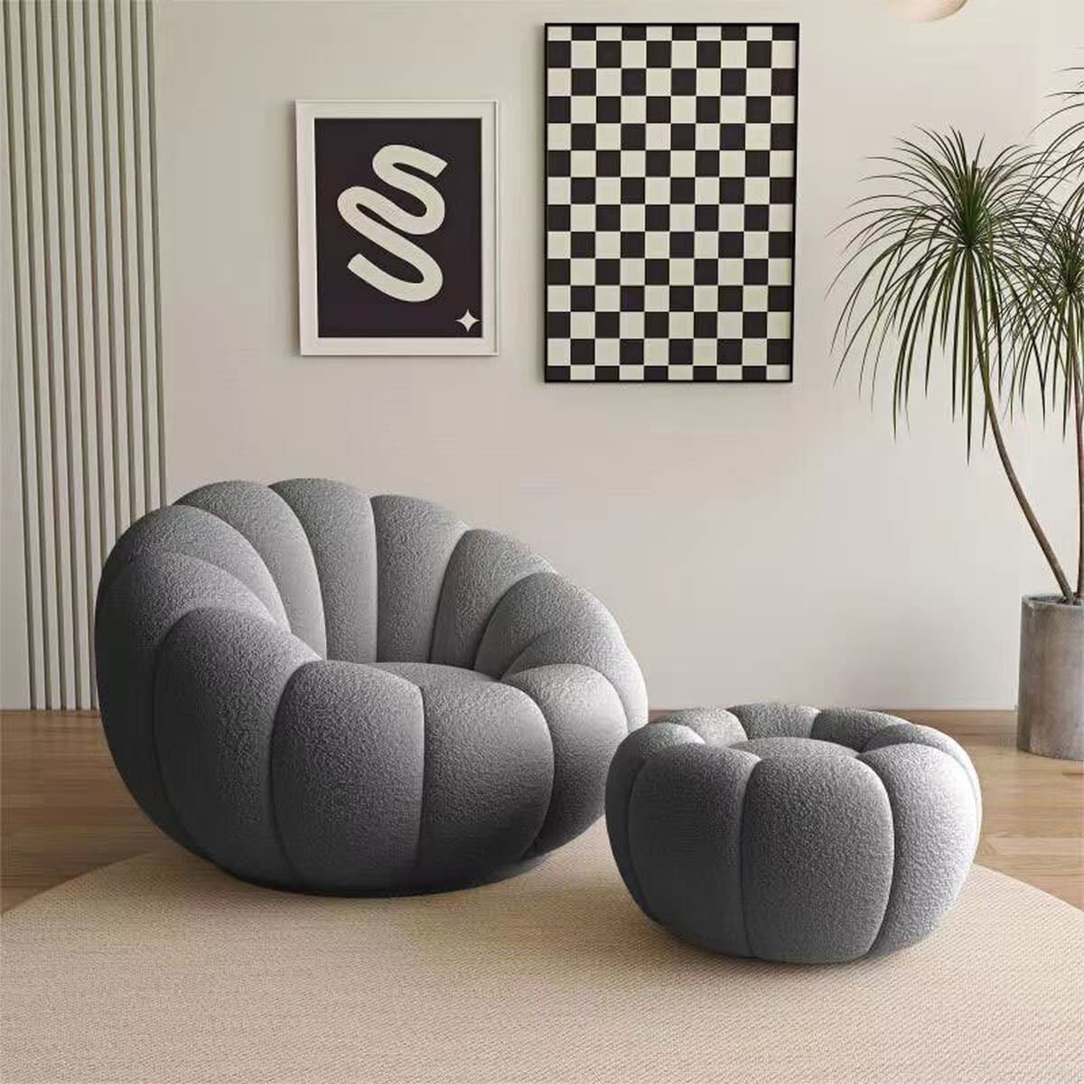 Ленивый диван тыква лепестки изогнутый один диван кремовый ветер может вращаться в спальне маленький диван балкон кресло для...