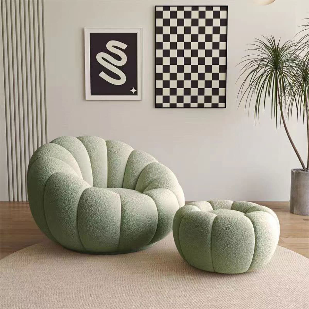 Ленивый диван тыква лепестки изогнутый один диван кремовый ветер может вращаться в спальне маленький диван балкон кресло для...