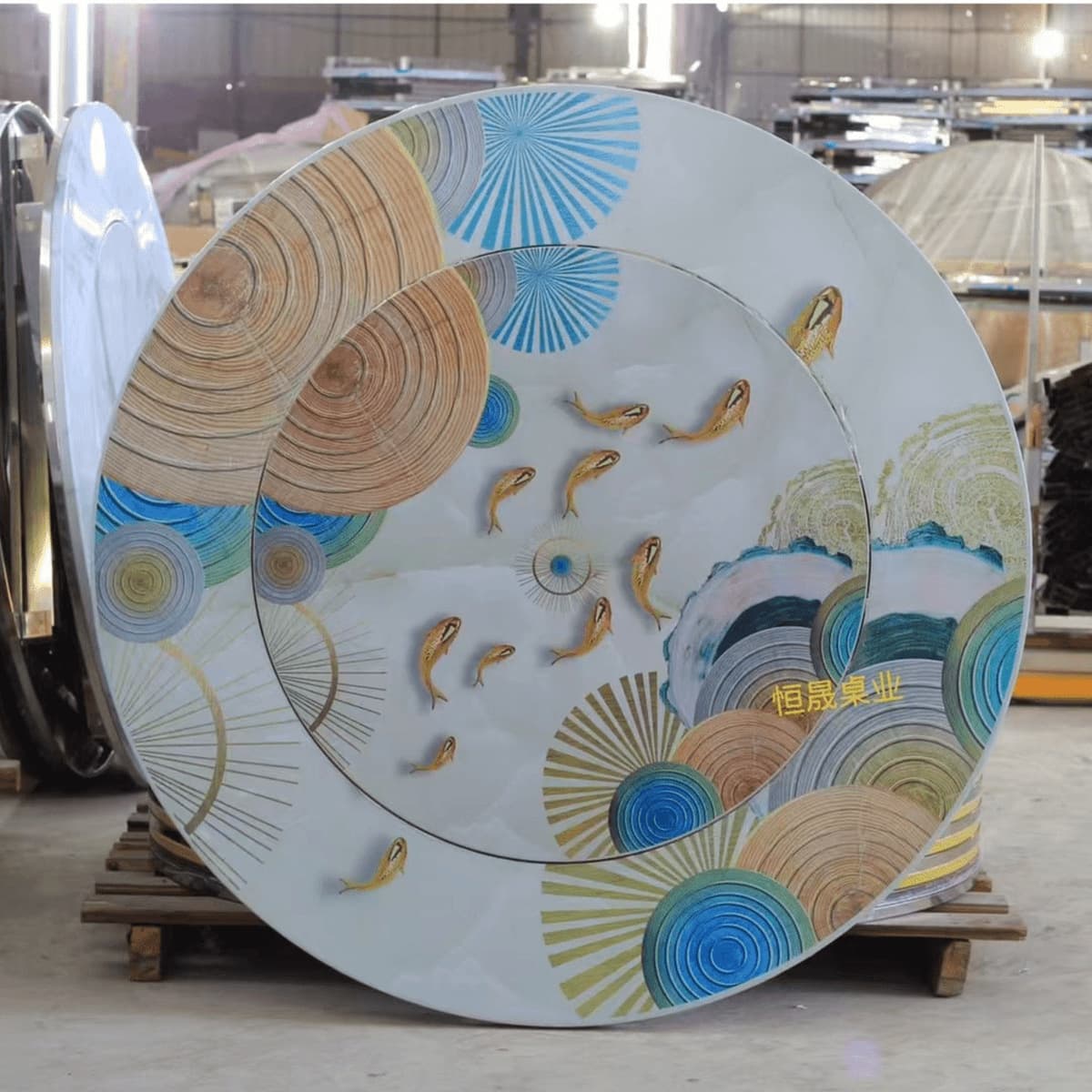 Полноцветный встроенный вращающийся круглый стол из нержавеющей стали для дома и гостиной, простой встраиваемый обеденный...