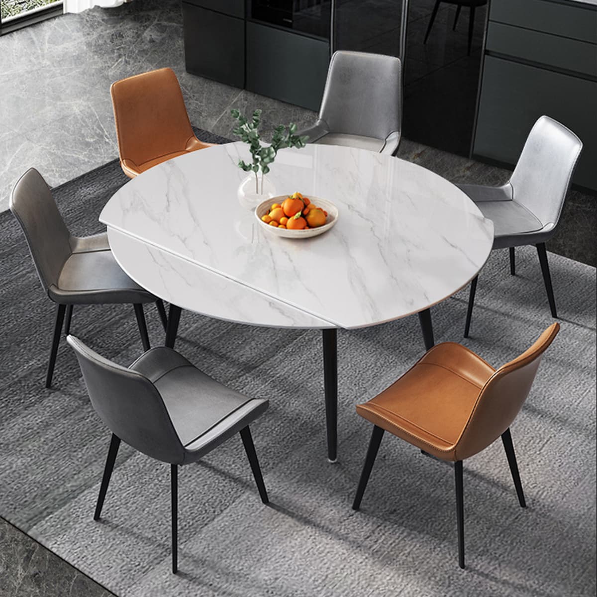 Легкий роскошный обеденный стол и стул из каменной плиты, современный простой Выдвижной Стол, квадратный круглый обеденный...