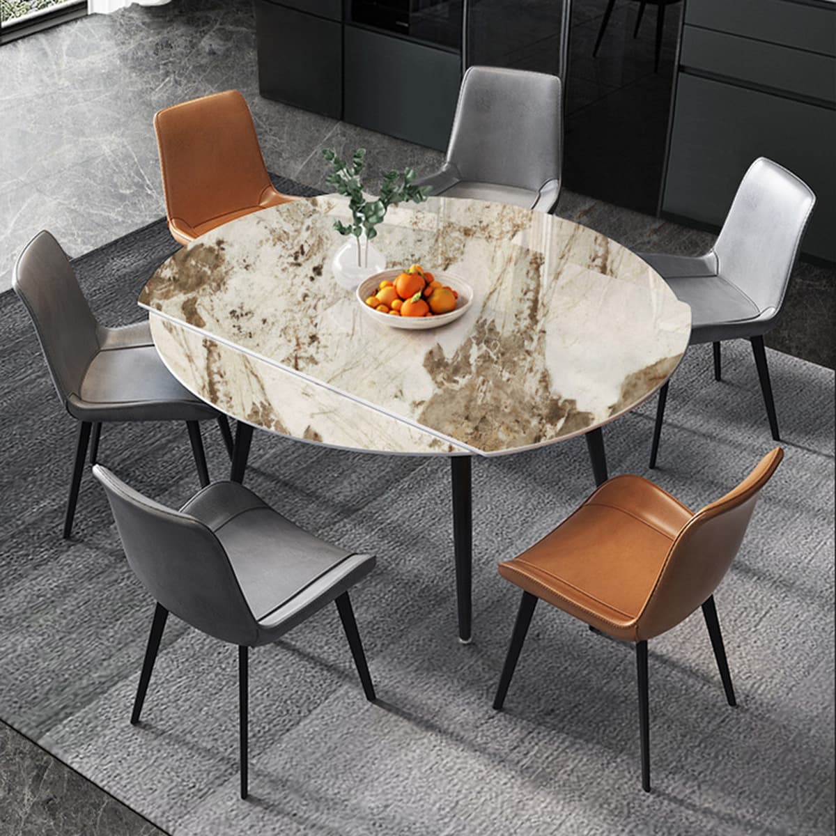 Легкий роскошный обеденный стол и стул из каменной плиты, современный простой Выдвижной Стол, квадратный круглый обеденный...
