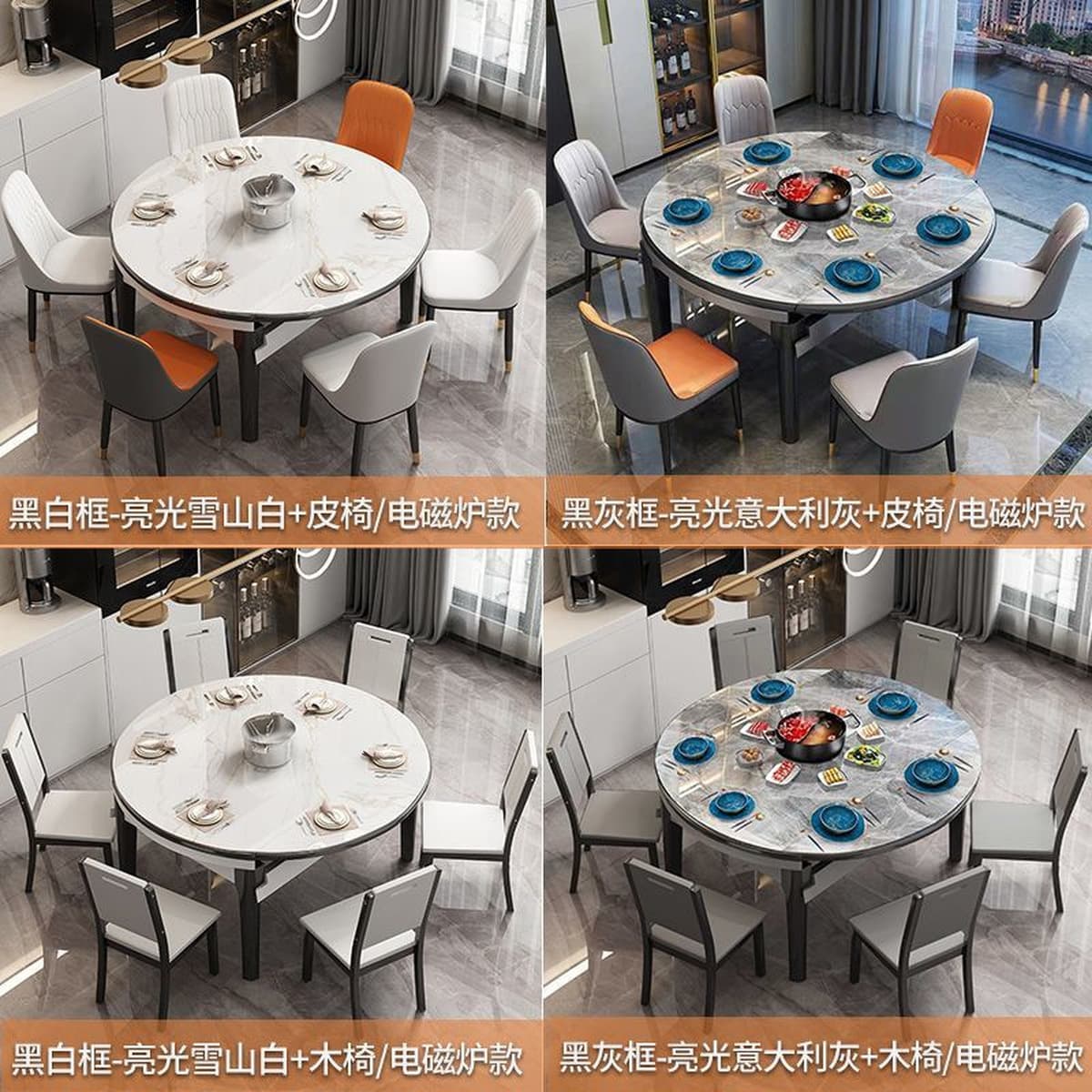 Обеденный стол, домашний высококачественный обеденный стол из сланца, круглый стол, обеденный стол и стулья из массива...