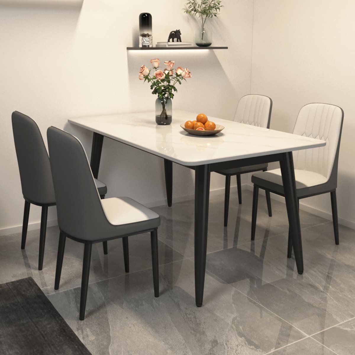Обеденный стол и стулья из сланца для дома, современный простой дизайн 2025 года, новый высококачественный прямоугольный...