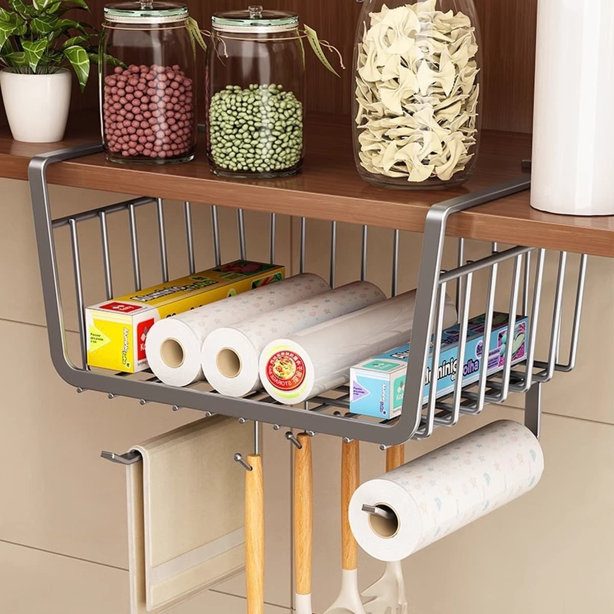 Кухонная полка для хранения, подстольная полка для общежития, подвесная многоярусная перегородка, настольная подвесная...