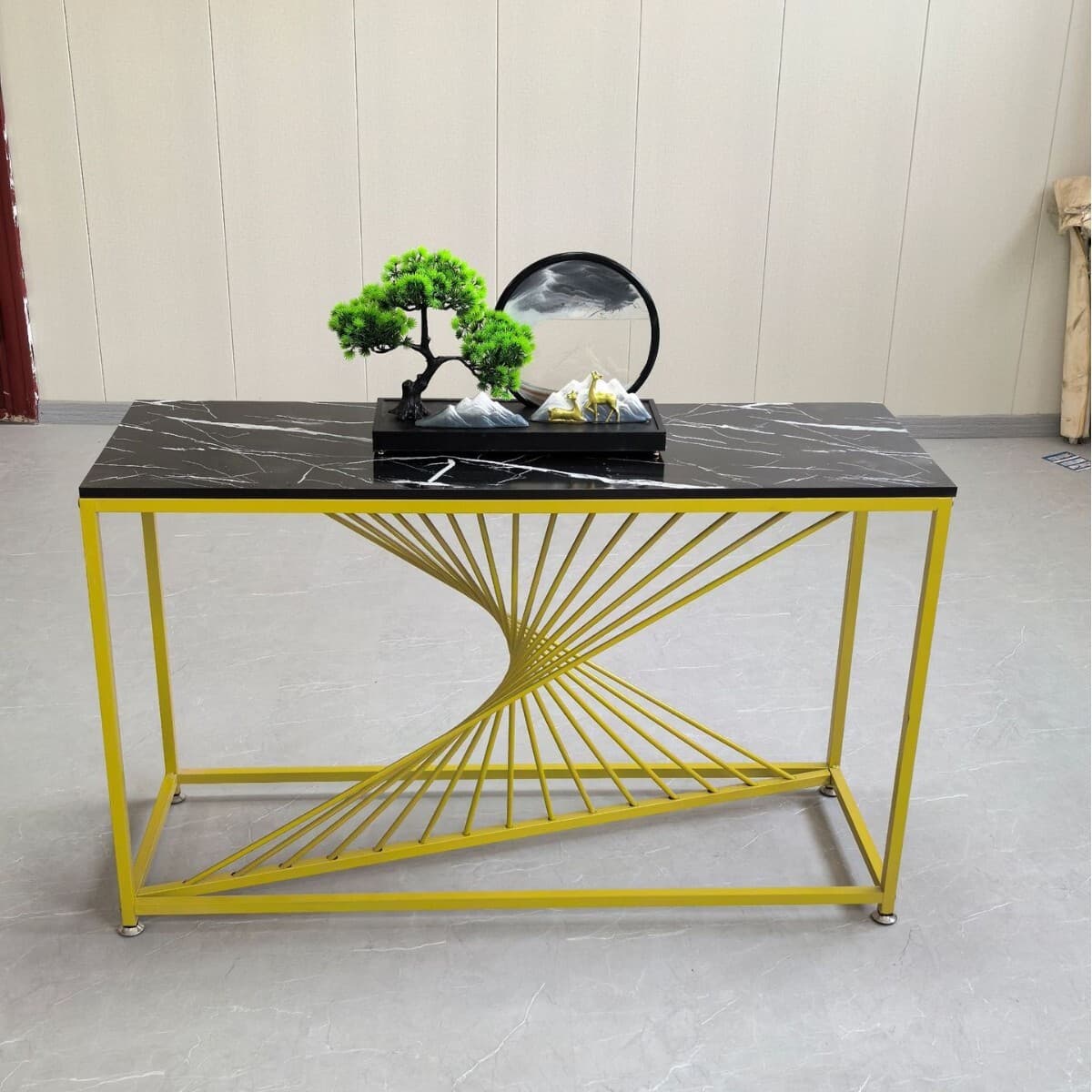 Консольный столик из скандинавского золотого мрамора у стены, легкий роскошный минималистичный столик для прихожей, железное...