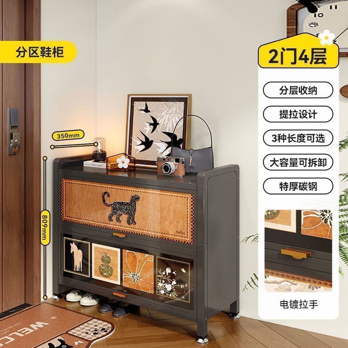 Стальной средний стиль дверной обувной шкаф домашний шкаф для хранения многослойный шкаф для хранения