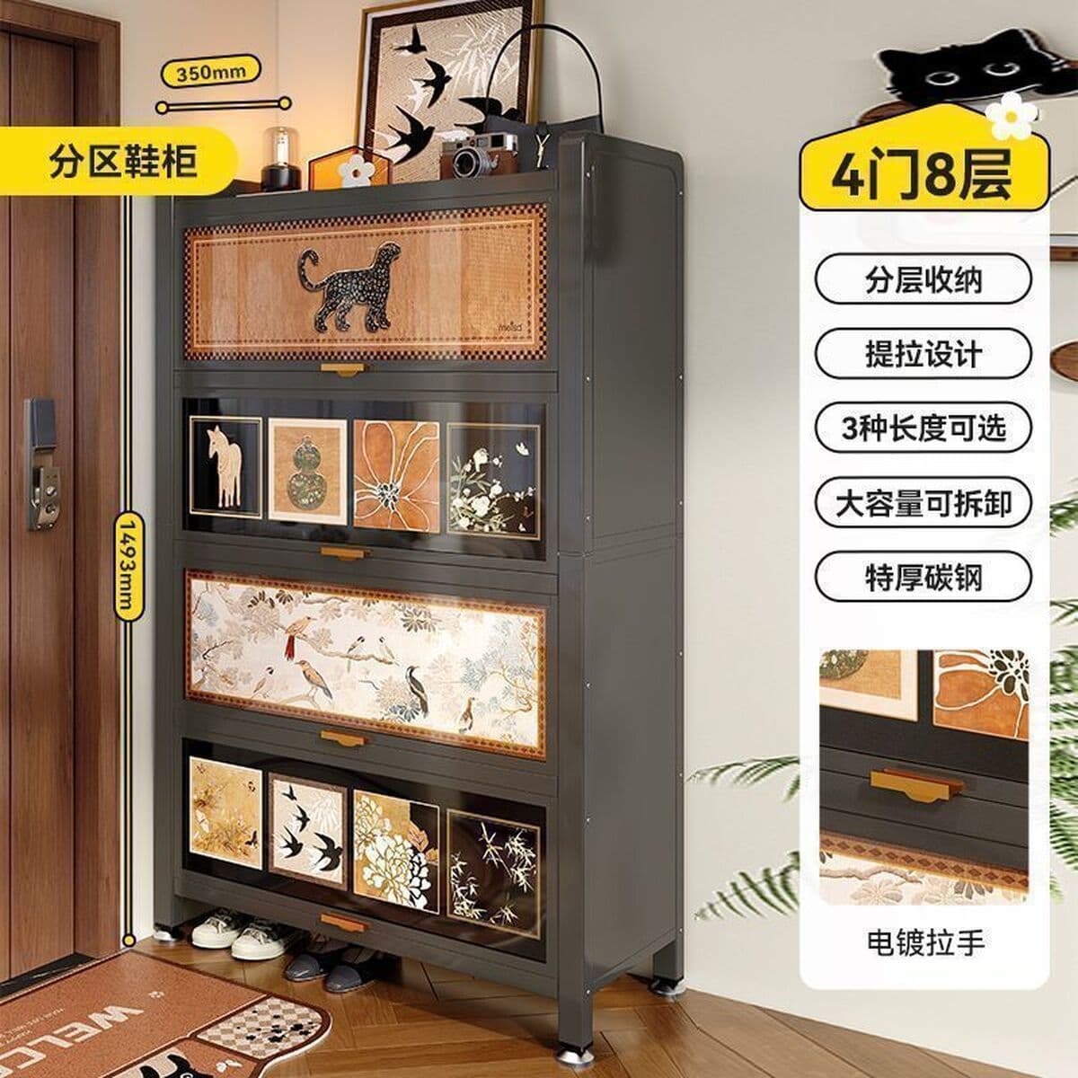 Стальной средний стиль дверной обувной шкаф домашний шкаф для хранения многослойный шкаф для хранения