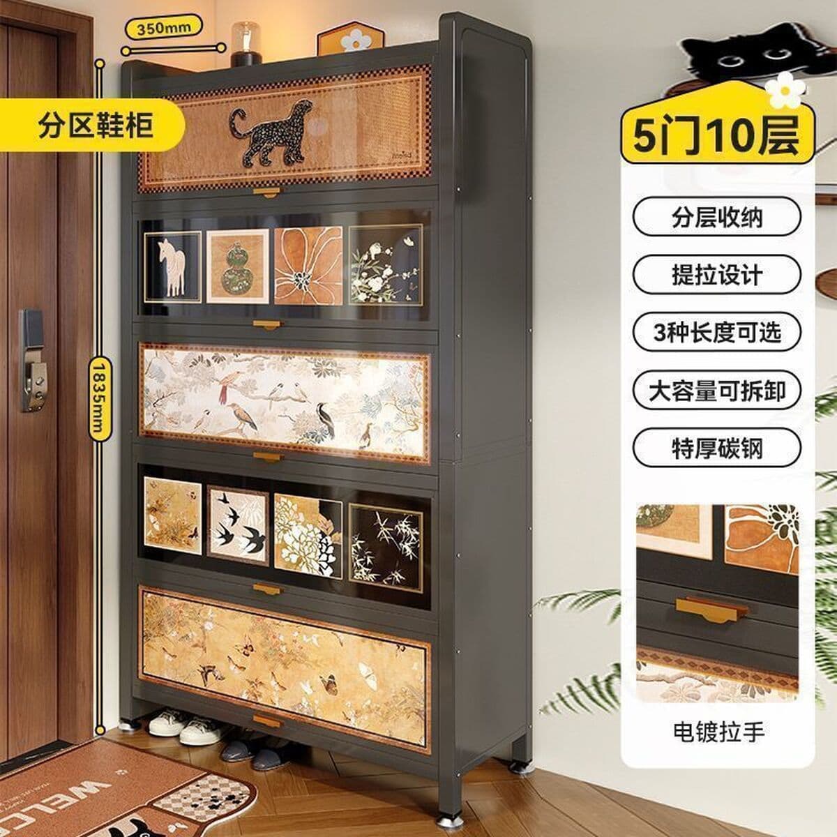 Стальной средний стиль дверной обувной шкаф домашний шкаф для хранения многослойный шкаф для хранения