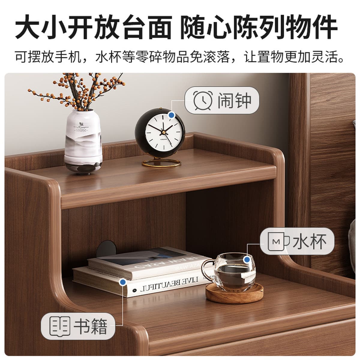 Прикроватная тумбочка для спальни, новый китайский стиль, маленькая ультратонкая прикроватная полка для хранения с ящиками,...