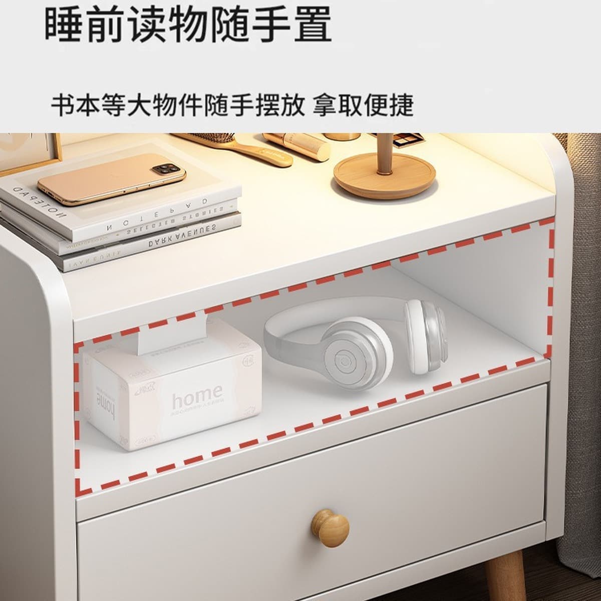 Прикроватная тумбочка, простой современный шкаф для хранения на ножках из цельного дерева, маленькая простая спальня,...