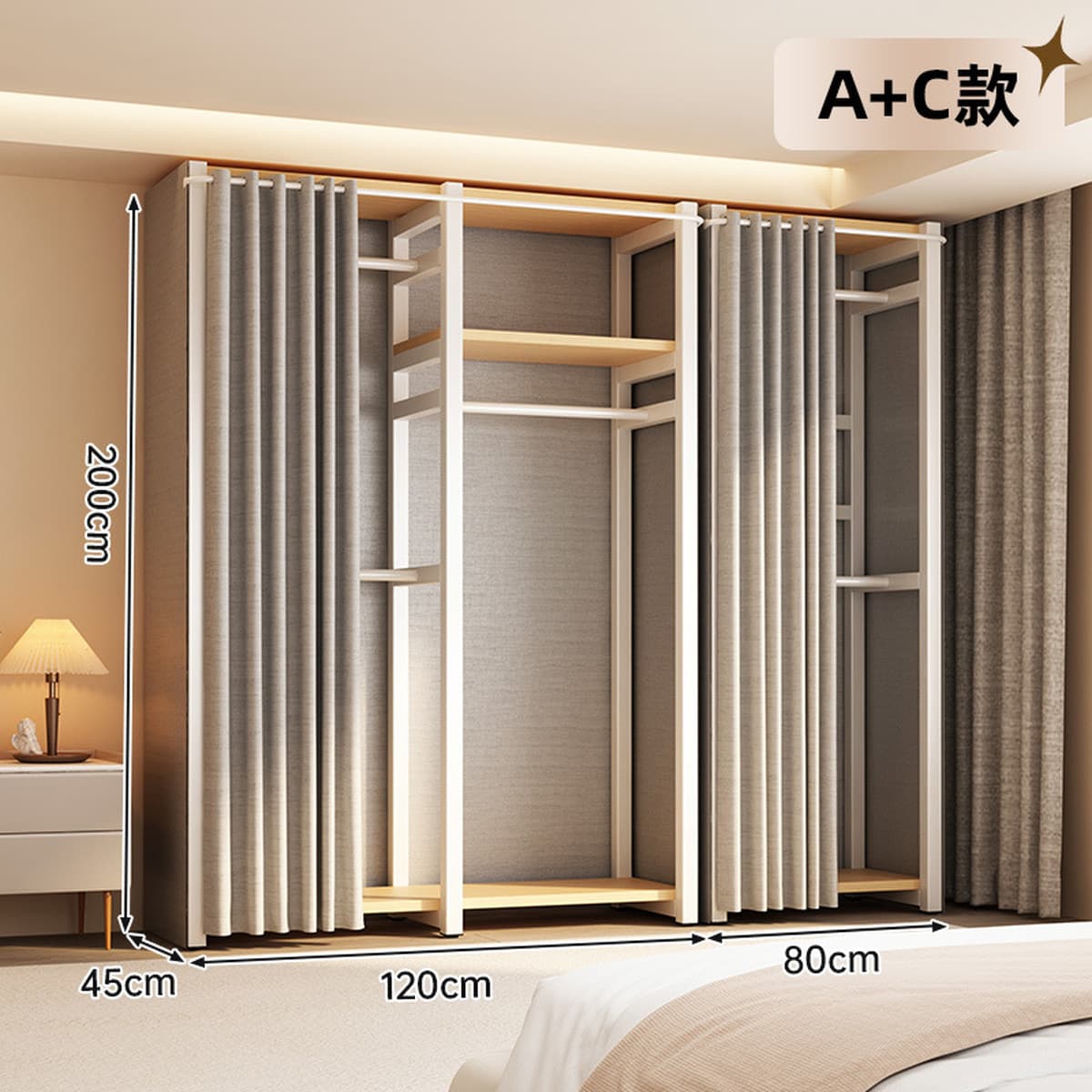 Открытый шкаф для дома, спальни, металлический каркас, гардеробная, стальной шкаф, новая горячая модель 2025 года для...