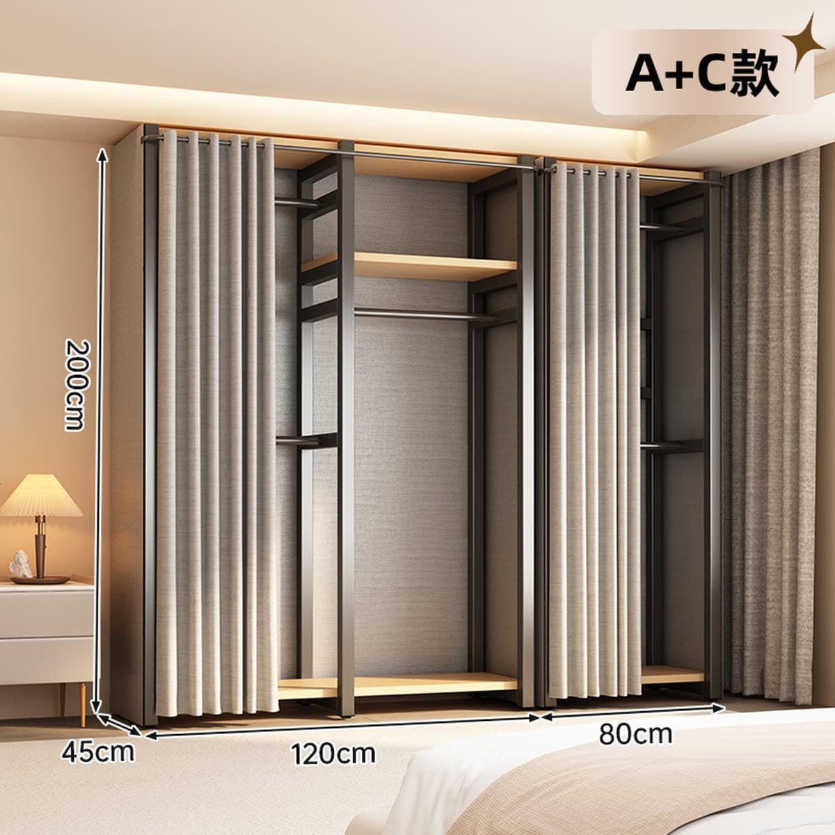 Открытый шкаф для дома, спальни, металлический каркас, гардеробная, стальной шкаф, новая горячая модель 2025 года для...